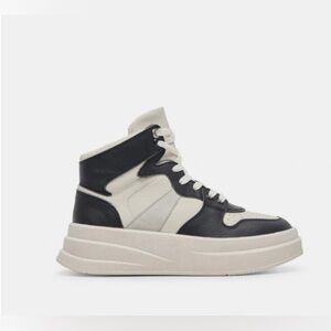 Dolce Vita Black and White Leather High-Top Sneakers